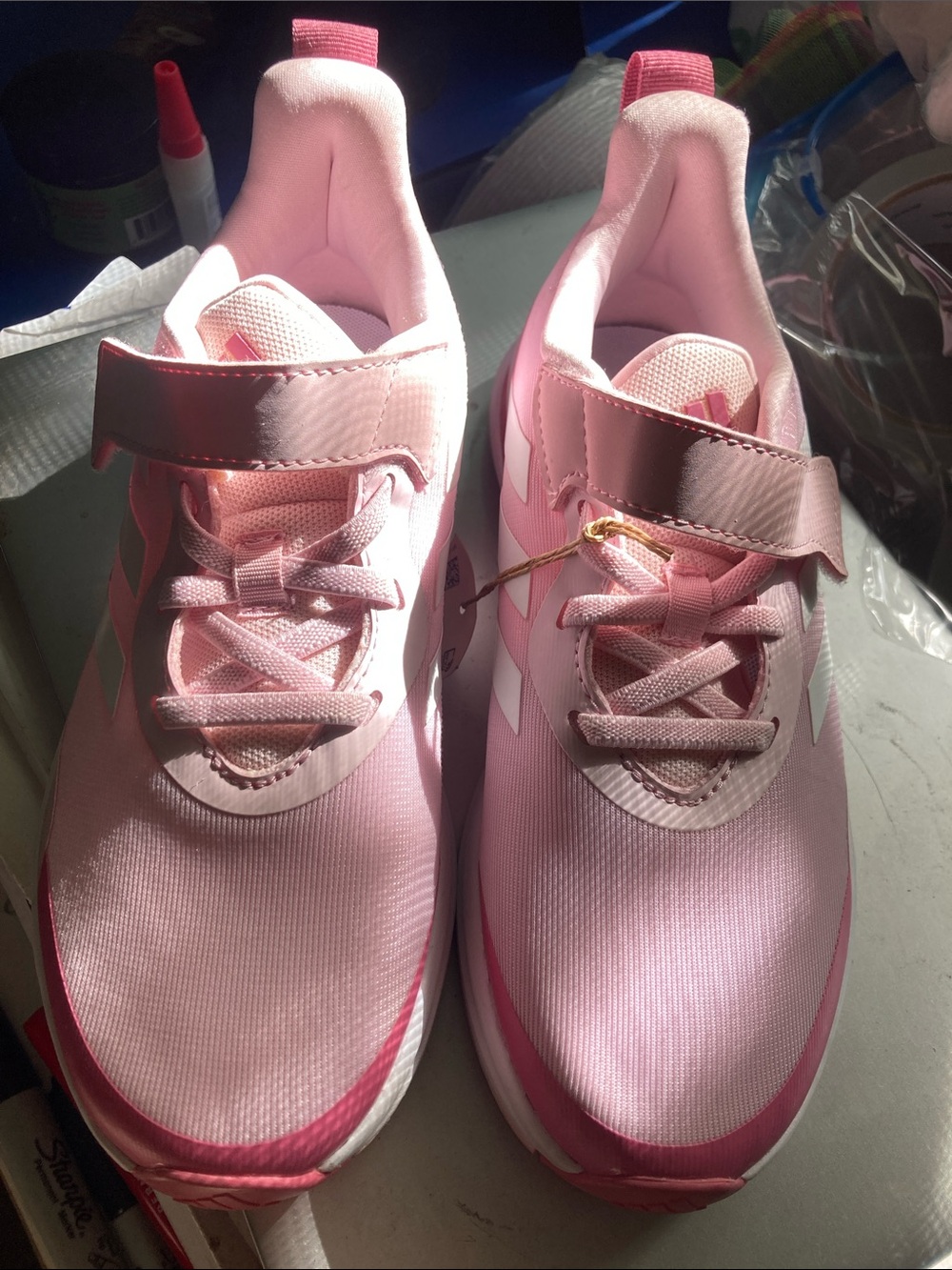 adidas Kids Pink Hook-and-Loop Sneakers